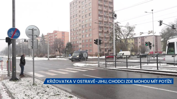 Křižovatka v Ostravě-Jihu, chodci zde mohou mít potíže