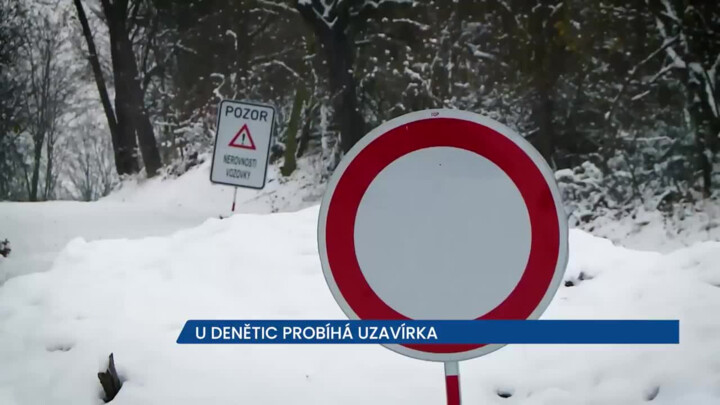 U Denětic probíhá uzavírka, pokud sněží, dejte pozor na neudržované zkratce