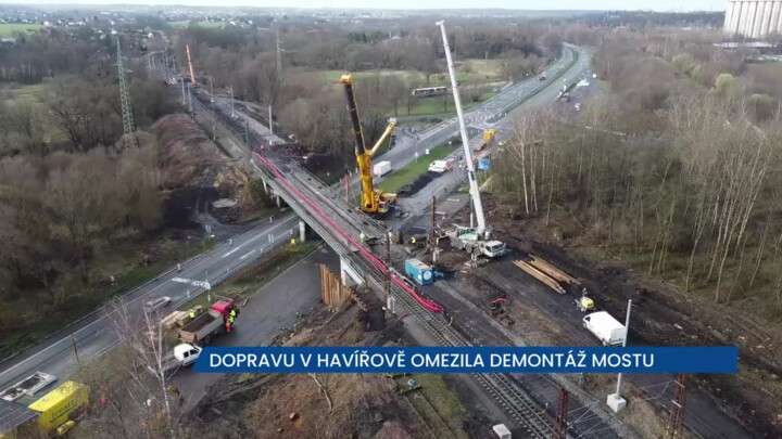 Dopravu v Havířově omezila demontáž železničního mostu, uzavírky budou trvat několik měsíců