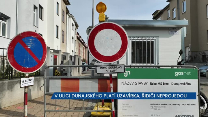 Ulice Dunajského je neprůjezdná, rekonstruuje se plynovod, na řidiče čeká objížďka