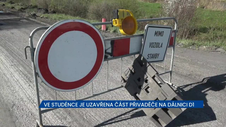 Ve Studénce je uzavřena část přivaděče na D1, řidiči musí projíždět Butovicemi, náklaďáky nad 12 tun nesmí