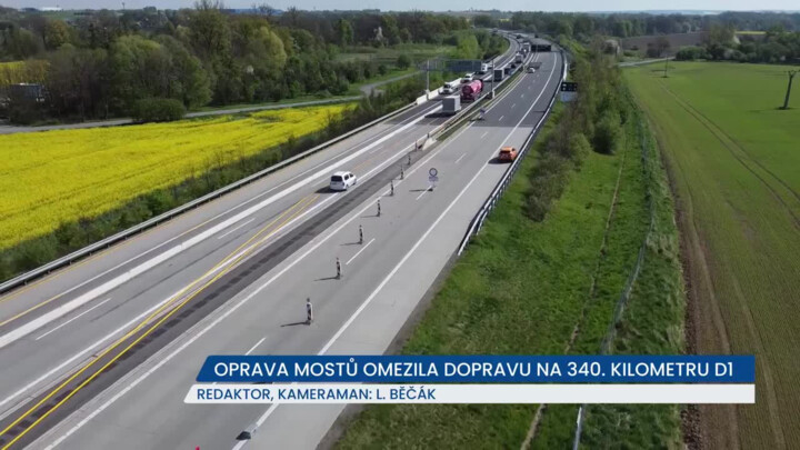 Dopravu na 340. kilometru D1 u Velkých Albrechtic omezí na 5 měsíců oprava mostů