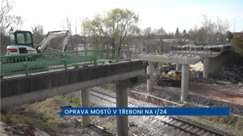 V Třeboni se kompletně vyměňují dva mosty na silnici I/24. Úplné uzavírky potrvají do srpna