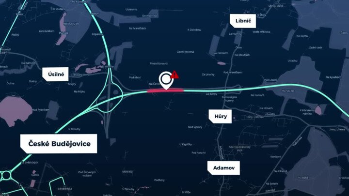 Krizové místo na silnici I/34 nedaleko Českých Budějovic