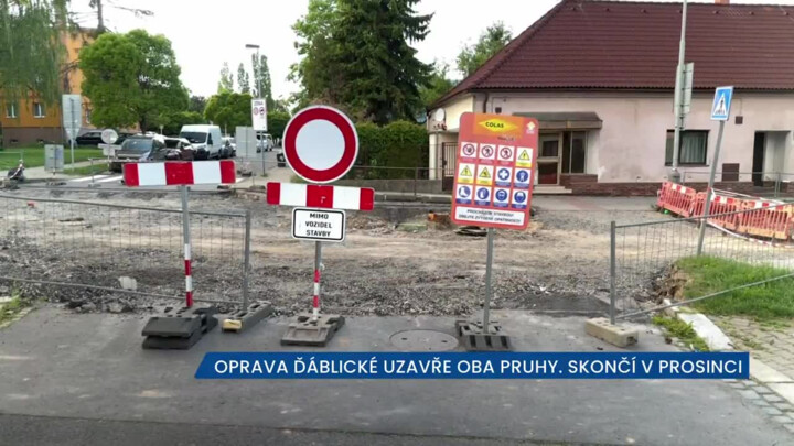 Oprava Ďáblické ulice uzavřela oba pruhy, omezení skončí v prosinci, dejte na místě pozor