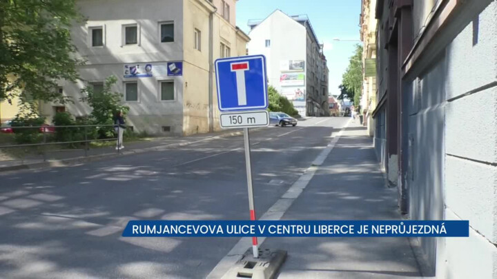 Rumjancevova ulice v centru Liberce je neprůjezdná, kope tam teplárna