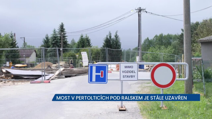 Most v Pertolticích je stále uzavřený, řidičům by měl být zprůjezdněn v červnu, průjezd obcí omezen
