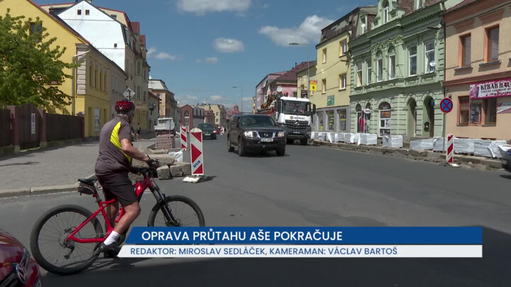 Oprava průtahu Aše pokračuje, silnici hojně využívají i kamiony