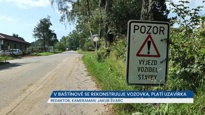 Komunikace III. třídy vedoucí přes Baštínov je uzavřena
