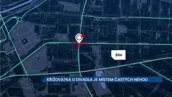 Křižovatka u zlínského divadla je místem častých nehod