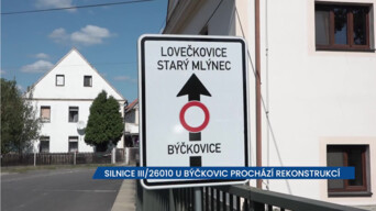 Silnice III/26010 u Býčkovic prochází rekonstrukcí, řidiči musí objízdnou trasou