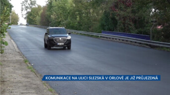 Komunikace na ulici Slezská v Orlové je již průjezdná, vodorovné značení ale ještě chybí