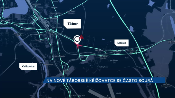 Dva roky stará křižovatka v Táboře je místem častých nehod, řidiči tam nedávají přednost v jízdě