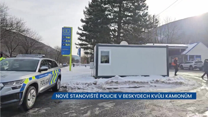 Policie má v Beskydech nové stanoviště, kde dohlíží na zákaz vjezdu kamionů