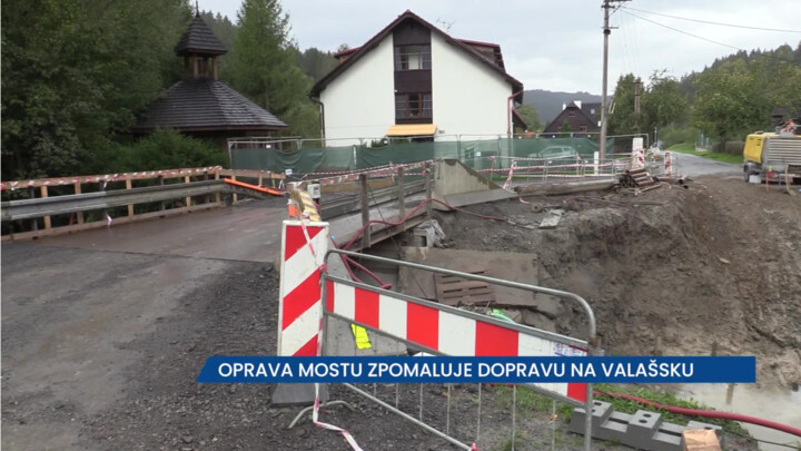 Oprava mostu ve Velkých Karlovicích zpomaluje dopravu na Valašsku