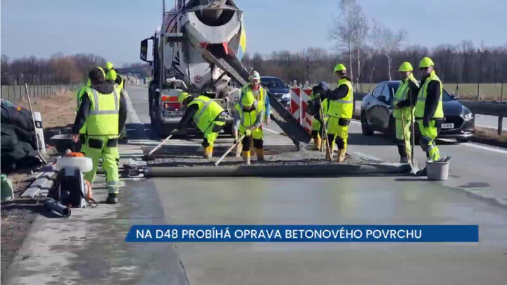 Na D48 u Frýdku-Místku probíhá oprava betonového povrchu