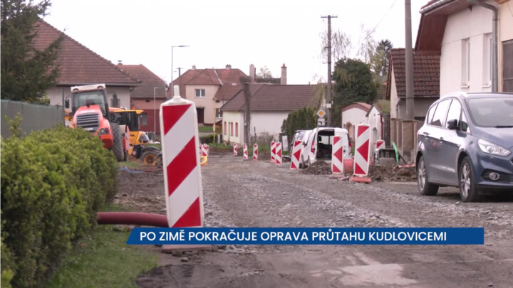 Po zimě pokračuje oprava průtahu obcí Kudlovice