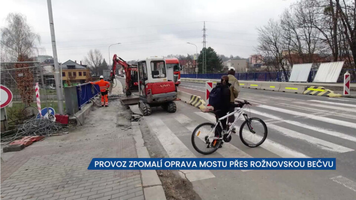 Provoz zpomalí oprava mostu přes Rožnovskou Bečvu ve Valašském Meziříčí