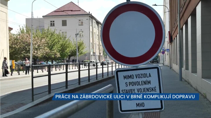 Na Zábrdovické ulici v Brně platí částečná uzavírka