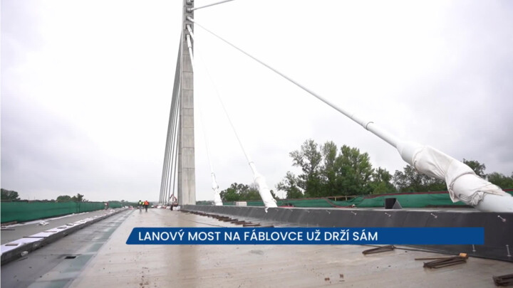 Lanový most na Fáblovce už drží sám