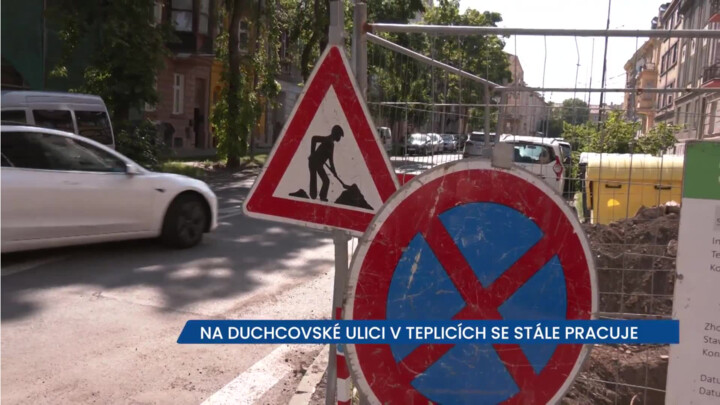 Na Duchcovské ulici v Teplicích se stále pracuje, motoristé musí na objízdné trasy