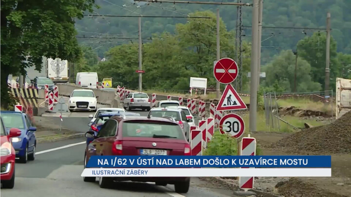 Na silnici I/62 v Ústí nad Labem je uzavírka mostu
