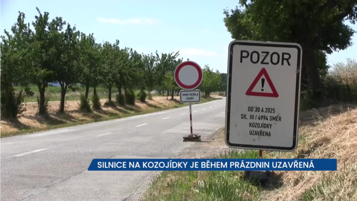 Silnice z Veselí nad Moravou na Kozojídky je během prázdnin uzavřená