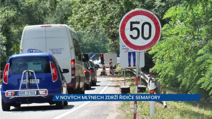 U Nových Mlýnů se rekonstruuje most, provoz je řízen semafory