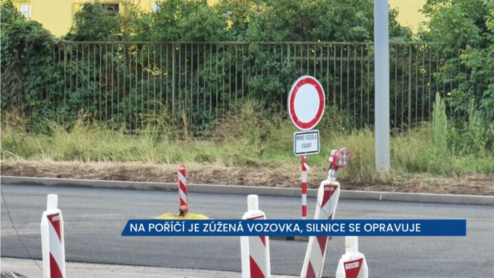 Na Poříčí v Brně se rekonstruuje vozovka, v místě je zúžená vozovka