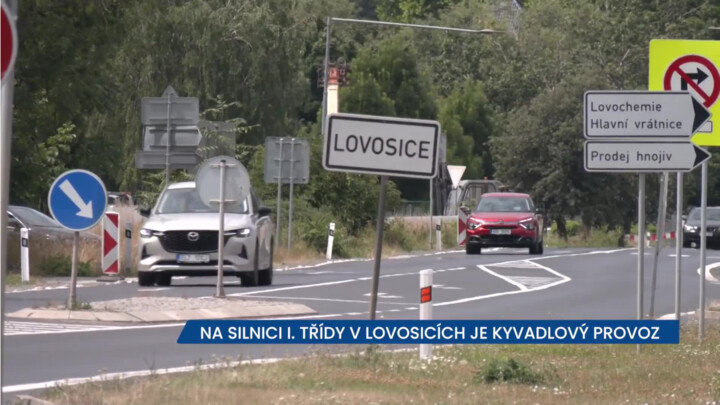 Na silnici I. třídy v Lovosicích je kyvadlový provoz