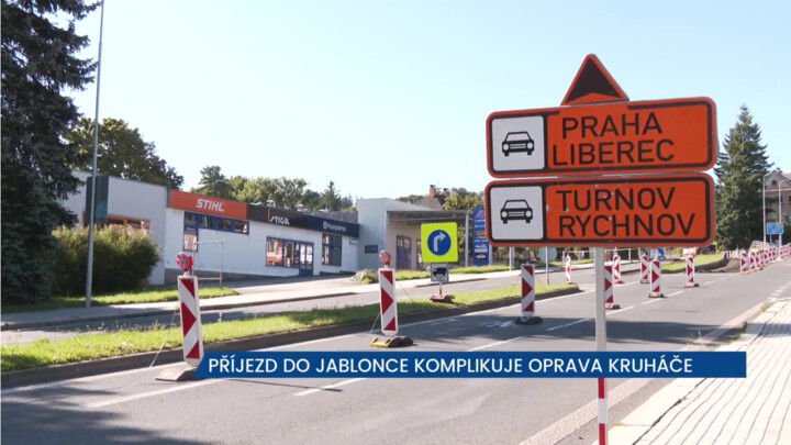 Příjezd do Jablonce nad Nisou komplikuje oprava kruháče