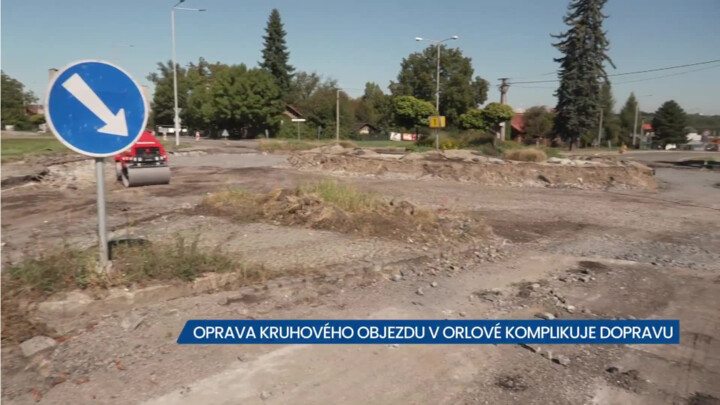 Rekonstrukce kruhového objezdu U Horníka v Orlové-Porubě komplikuje dopravu