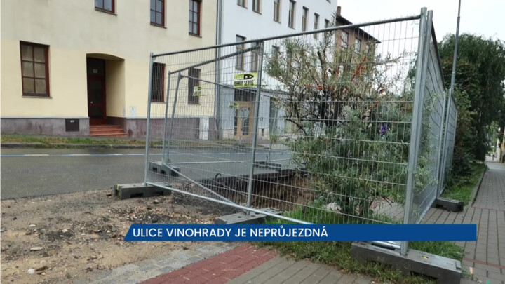 Ulice Vinohrady v Brně je uzavřena, rekonstruuje se vodovod i kanalizace