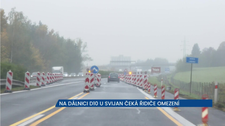 Na dálnice D10 u Svijan čeká řidiče omezení