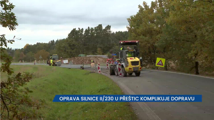 Oprava silnice II/230 u Přeštic komplikuje dopravu