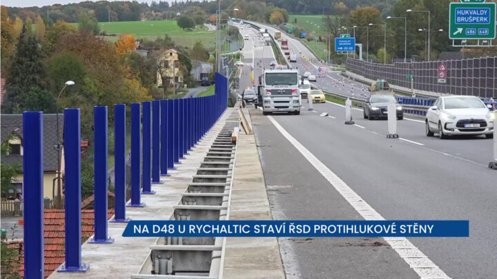 ŘSD staví protihlukové zdi u Rychaltic na D48, pozor na exitu 38
