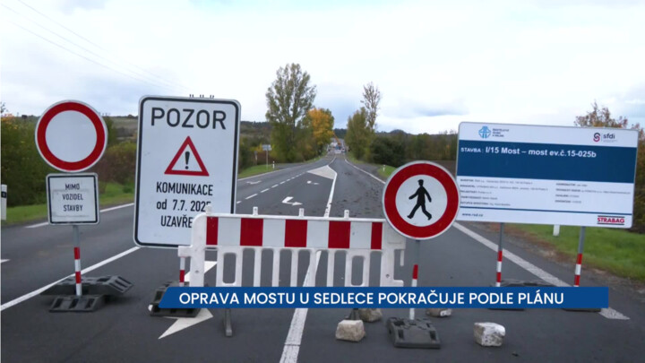 Oprava mostu přes Srpinu u Sedlece pokračuje podle plánu