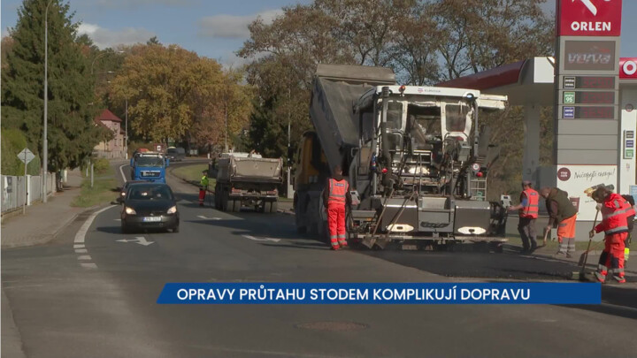 Opravy průtahu Stodem komplikují dopravu na silnici I/26