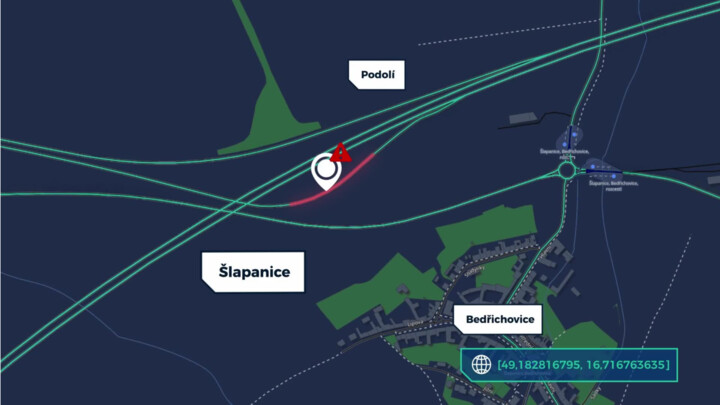 Časté nehody na nájezdu na D1 u Šlapanic v Jihomoravského kraje