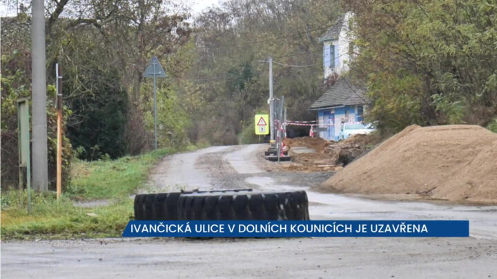 Ivančická ulice v Dolních Kounicích je uzavřena, dopravní omezení potrvají do jara