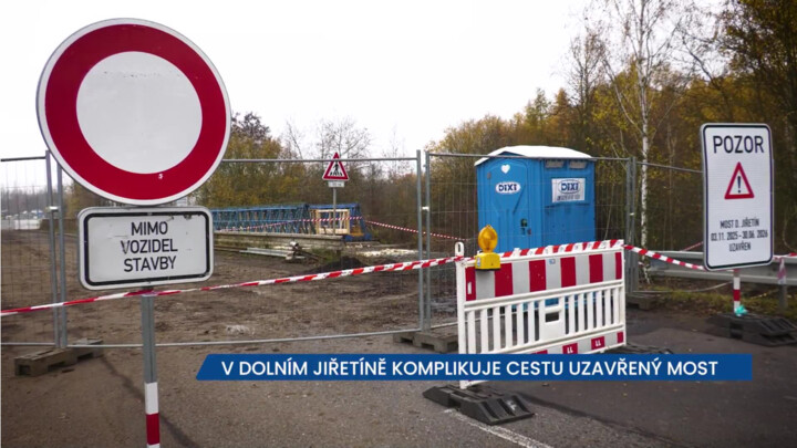 V Dolním Jiřetíně komplikuje cestu uzavřený most