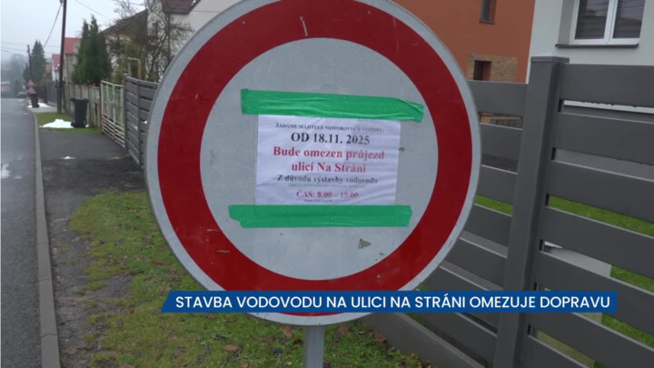 Stavba vodovodu na ulici Na Stráni v Karviné-Ráji omezuje dopravu