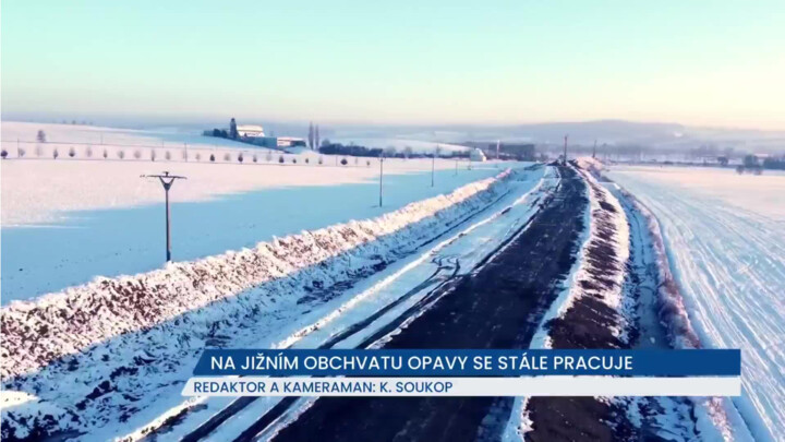 Na jižním obchvatu Opavy se pracuje i během zimních měsíců