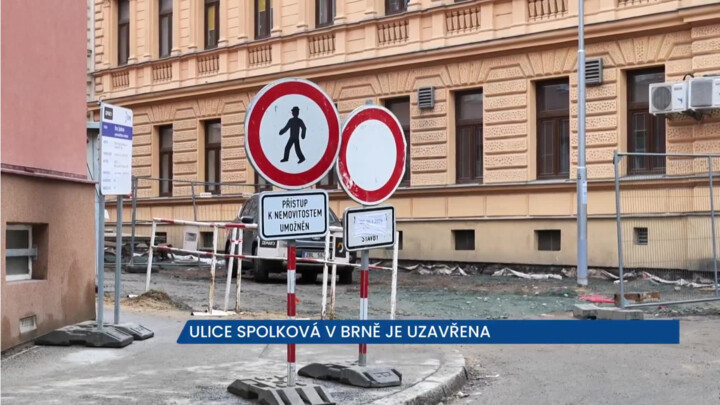 Spolková ulice v Brně je uzavřena, rekonstruuje se vodovod a kanalizace