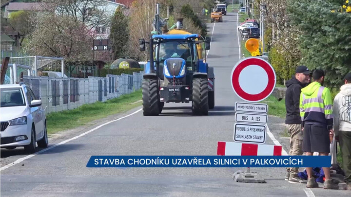 Stavba chodníku na několik měsíců uzavřela silnici z Palkovic na Chlebovice