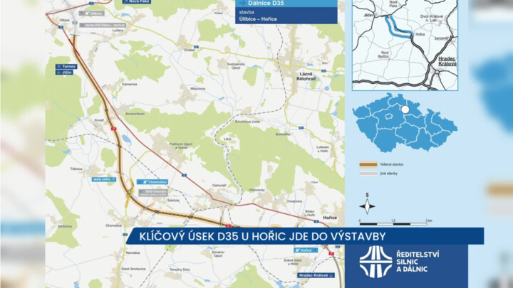 Klíčový úsek D35 u Hořic jde do výstavby