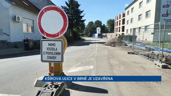 Kšírova ulice v Brně je uzavřena, na řidiče čeká úplná uzavírka