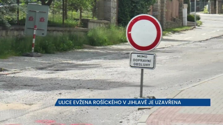 Ulice Evžena Rošického v Jihlavě je uzavřena, probíhá rekonstrukce