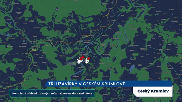 V Českém Krumlově probíhá během léta několik uzavírek, podívejte se, kde za volantem dbát ostražitosti