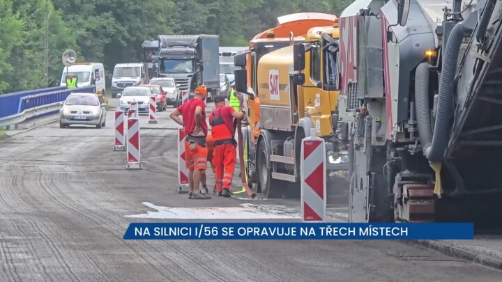 Silnice I/56 přes Ostravici se opravuje hned na třech místech současně